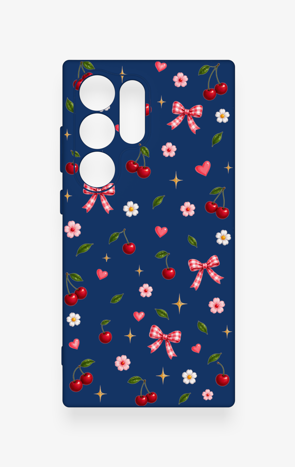 Samsung S24 Ultra Uyumlu Çiçek Kiraz Fiyonk Desenli Silikon Kılıf