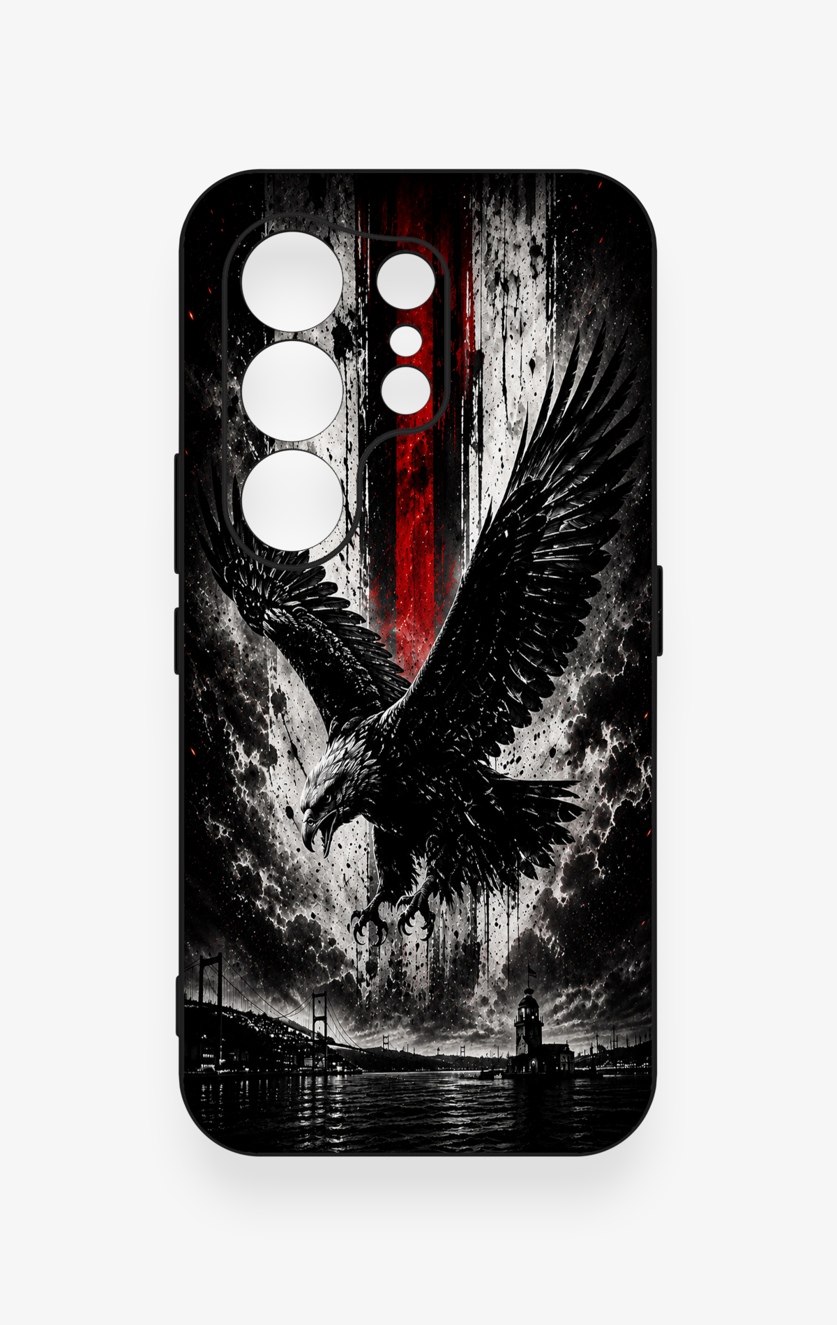 Tecno Camon 50 4G Uyumlu Kara Kartal Desenli Silikon Kılıf