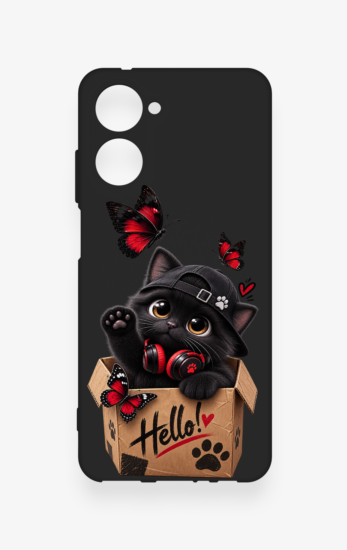 Realme 10 Uyumlu Hello Cat Desenli Silikon Kılıf