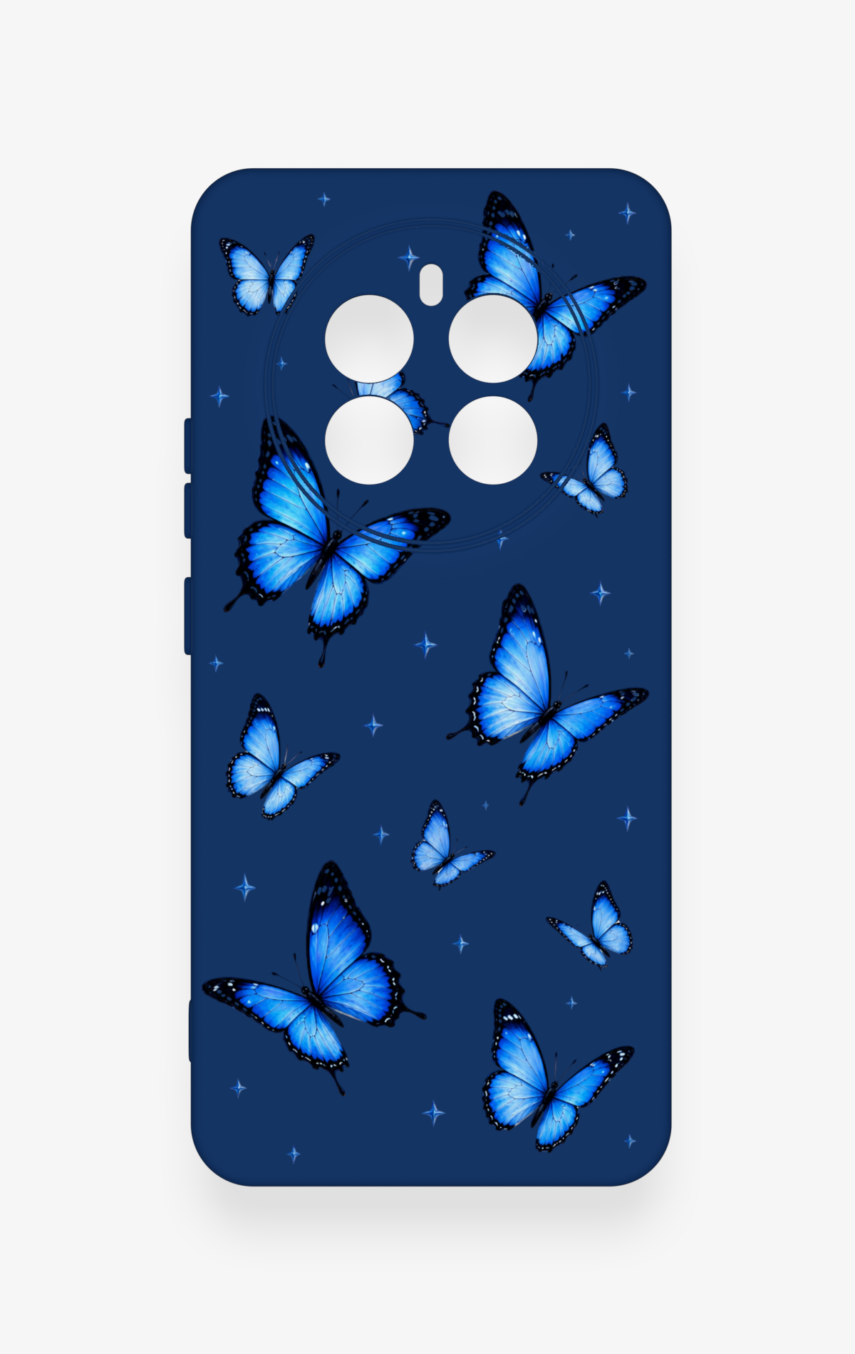 Realme 12 4G Uyumlu Parlak Mavi Kelebek Desenli Silikon Kılıf