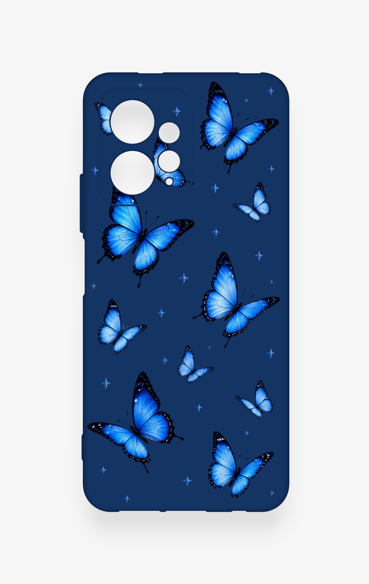 Redmi Note 12 4G Uyumlu Parlak Mavi Kelebek Desenli Silikon Kılıf