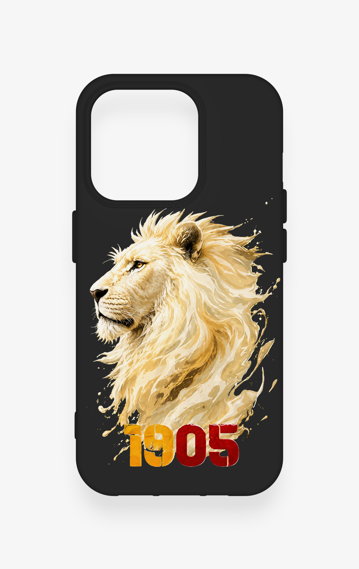 iPhone 15 Pro Uyumlu Sarı Kırmızı 1905 Aslan Desenli Silikon Kılıf
