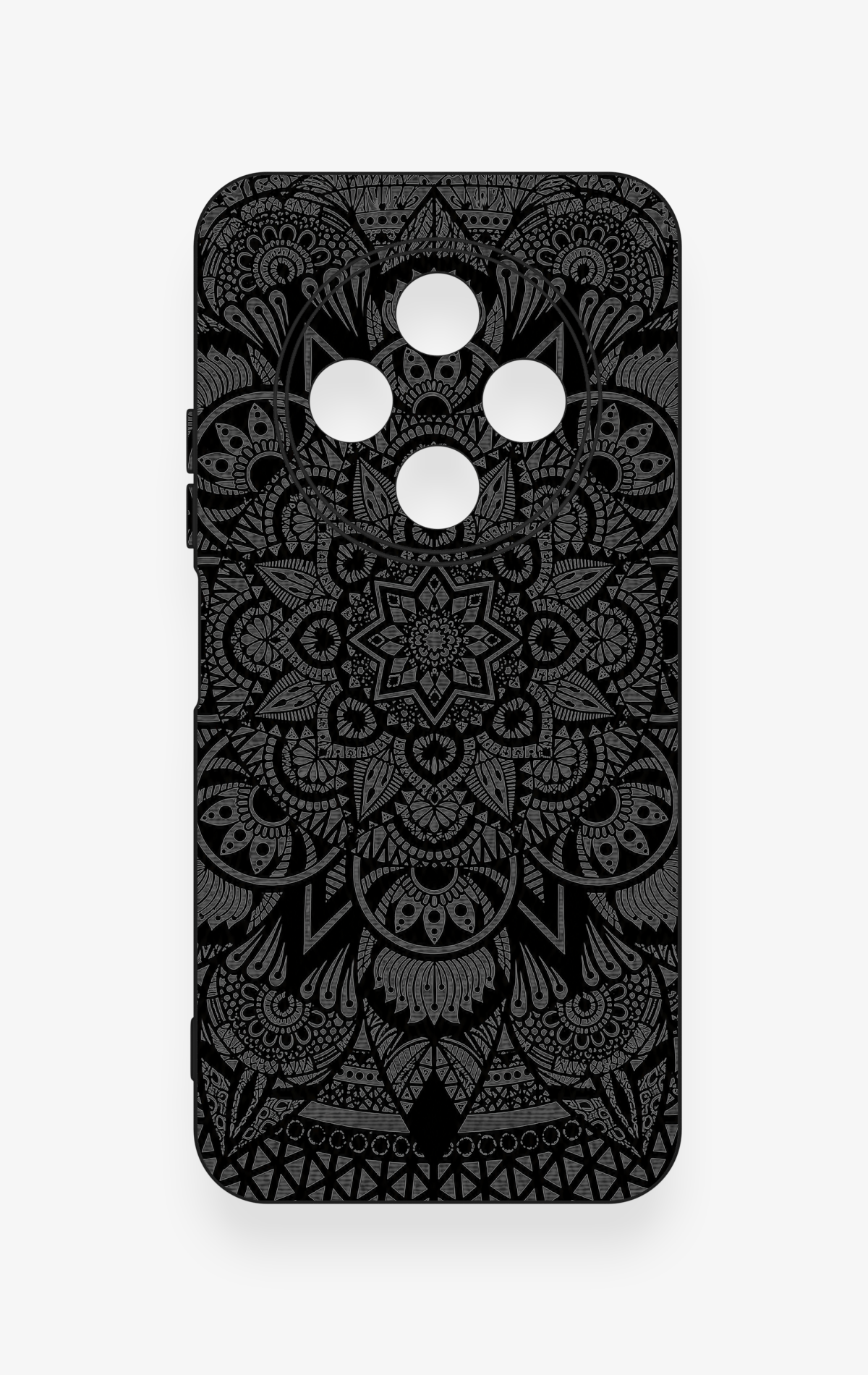 Tecno Spark 30C Uyumlu Siyah Beyaz Mandala Desenli Silikon Kılıf