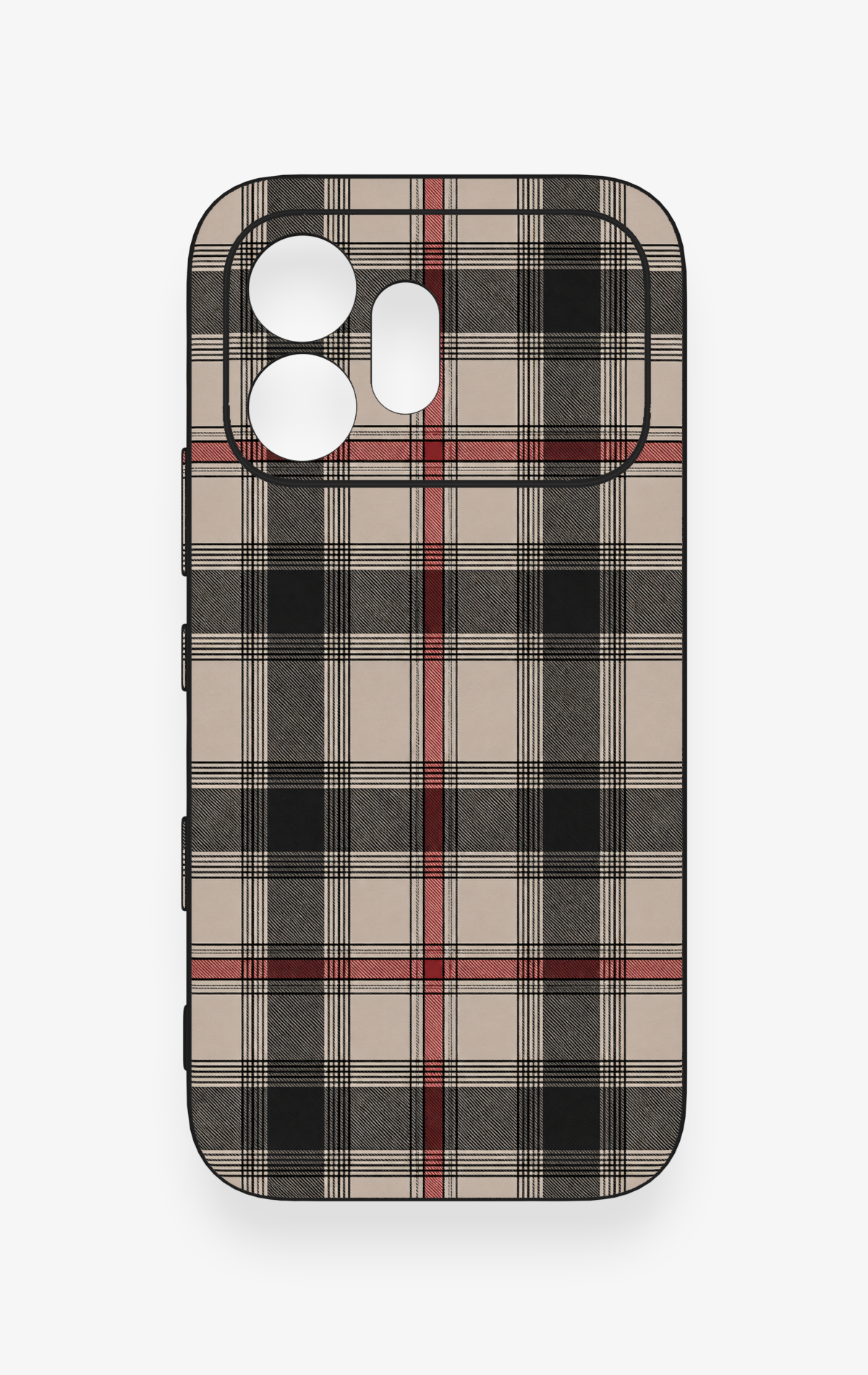 Honor 600 Uyumlu Siyah Kırmızı Ekose Desenli Silikon Kılıf