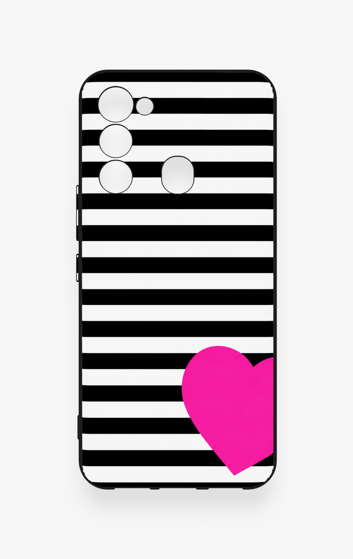 Tecno Spark 8C Uyumlu Çizgili Kalp Desenli Silikon Kılıf