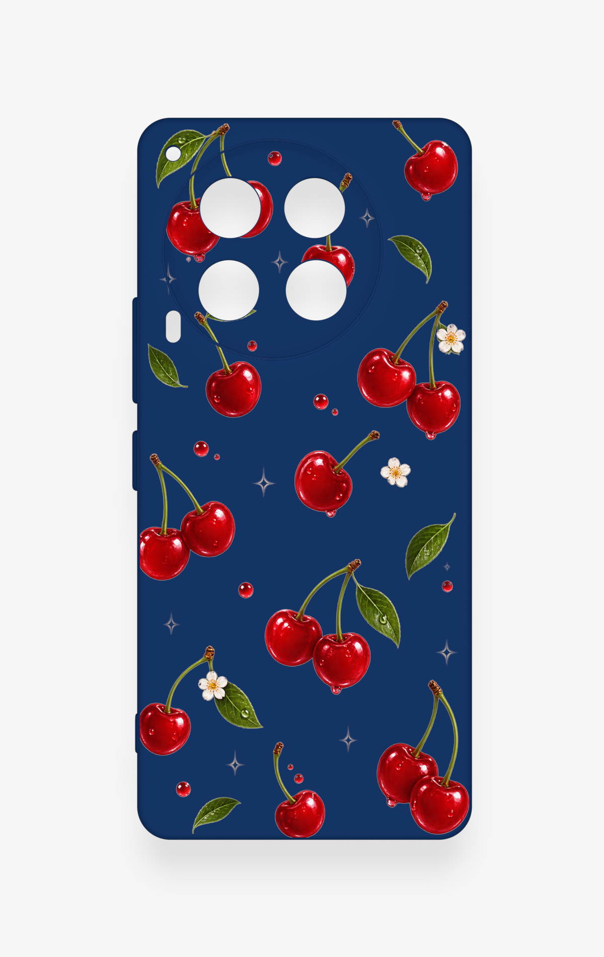Tecno Camon 30 Uyumlu Kiraz Papatya Desenli Silikon Kılıf