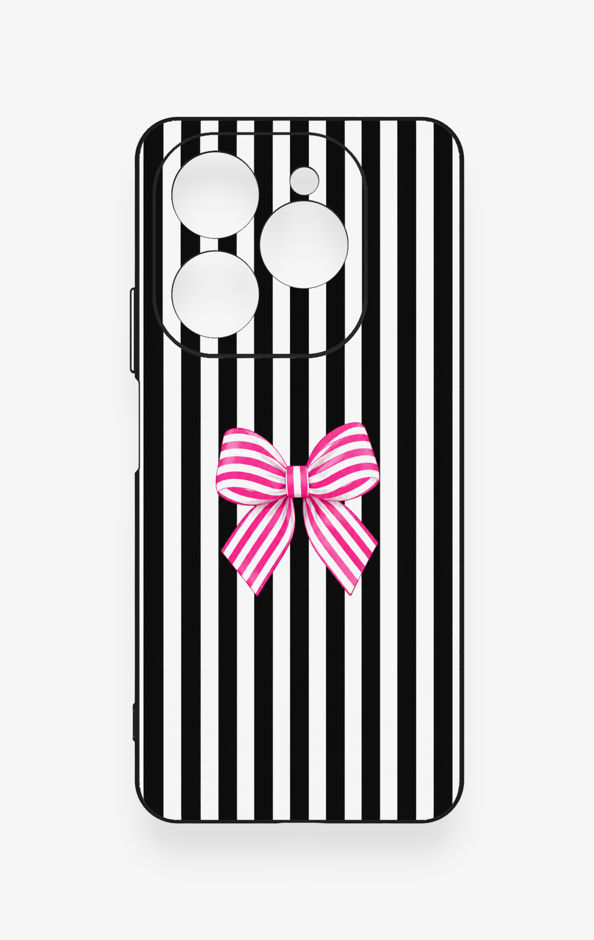 Tecno Spark 20 Pro Uyumlu Pembe Beyaz Kurdele Desenli Silikon Kılıf