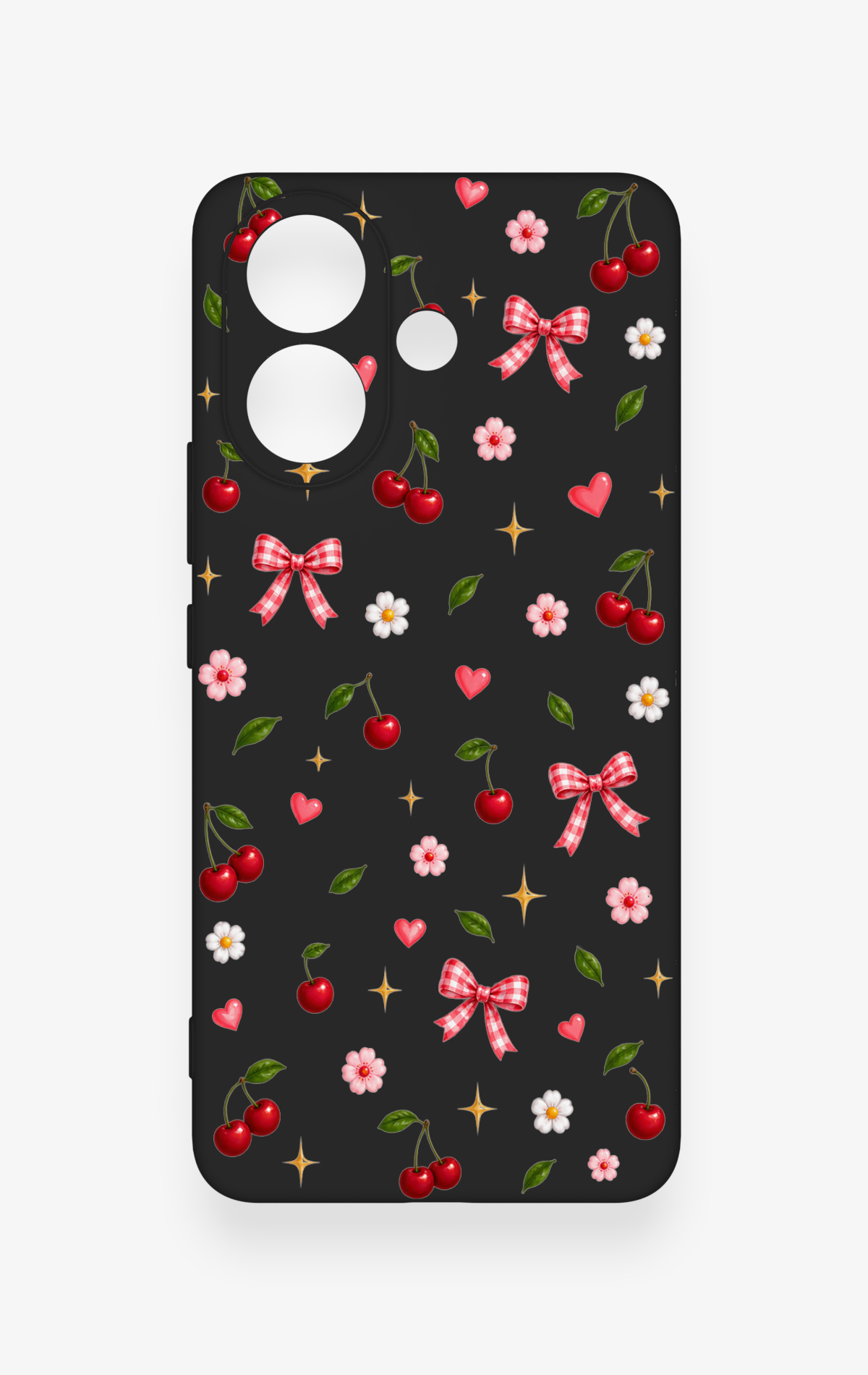 Vivo V60 Lite Uyumlu Papatya Kiraz Fiyonk Desenli Silikon Kılıf