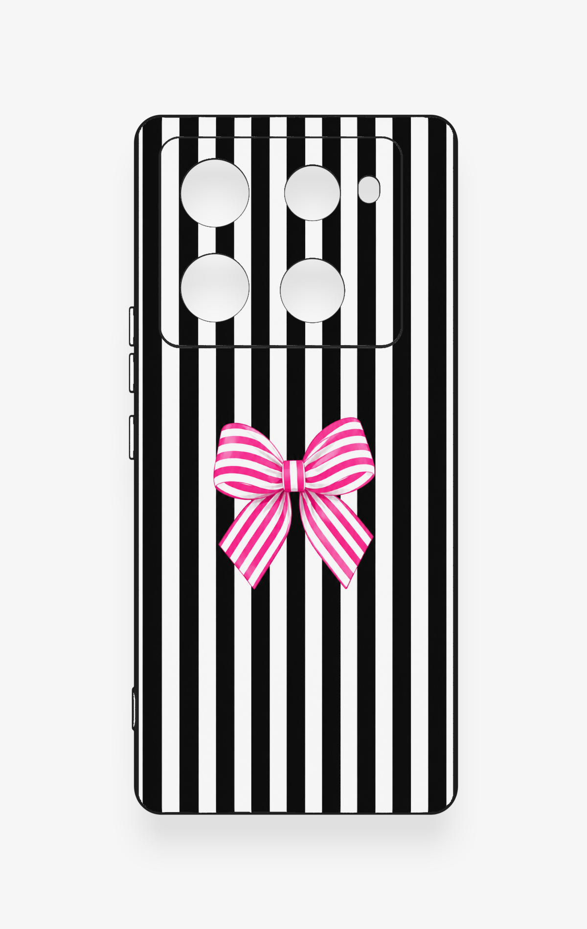 İnfinix Note 40 Pro Uyumlu Pembe Beyaz Kurdele Desenli Silikon Kılıf