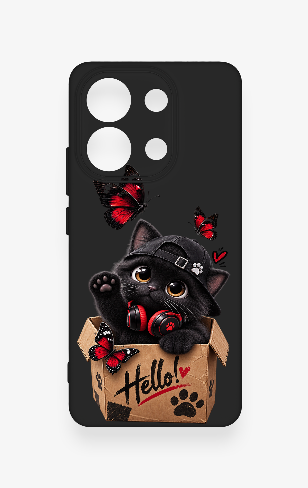 Redmi Note 13 4G Uyumlu Hello Cat Desenli Silikon Kılıf
