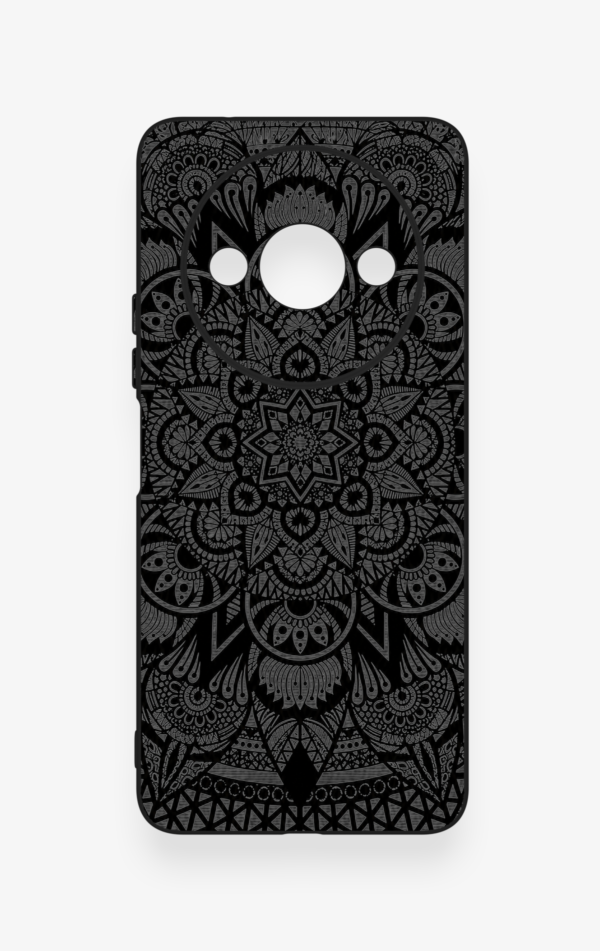 Redmi A3 Uyumlu Siyah Beyaz Mandala Desenli Silikon Kılıf