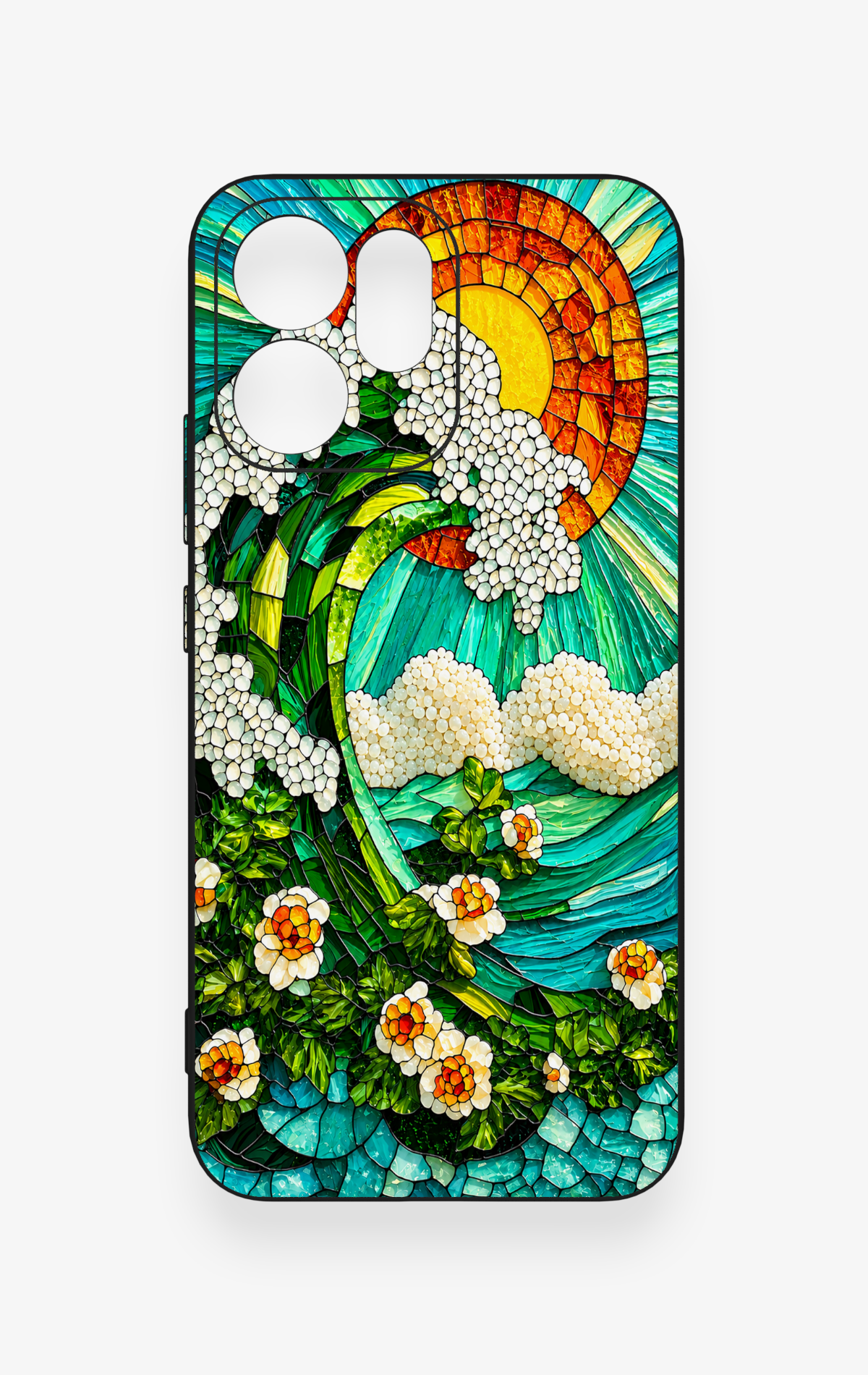 Oppo Reno 14F Uyumlu Mozaik Okyanus Dalgası Desenli Silikon Kılıf