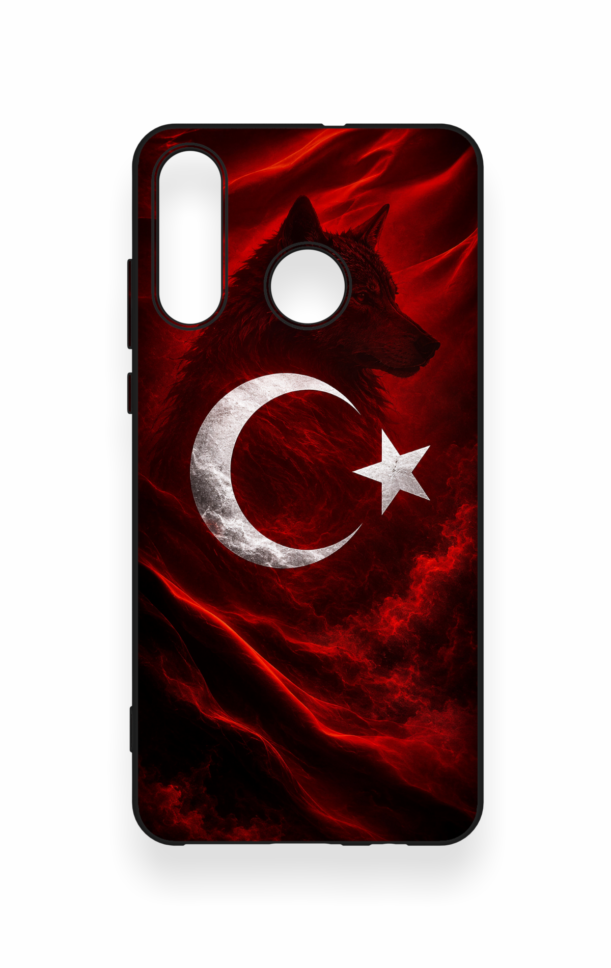 Huawei P30 Lite Uyumlu Kurt Türk Bayrağı Desenli Silikon Kılıf