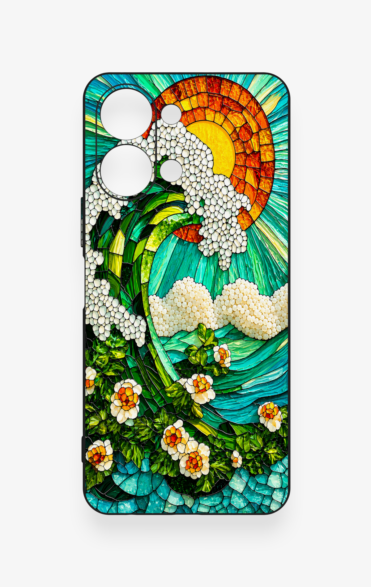 Vivo Y05 4G Uyumlu Mozaik Okyanus Dalgası Desenli Silikon Kılıf