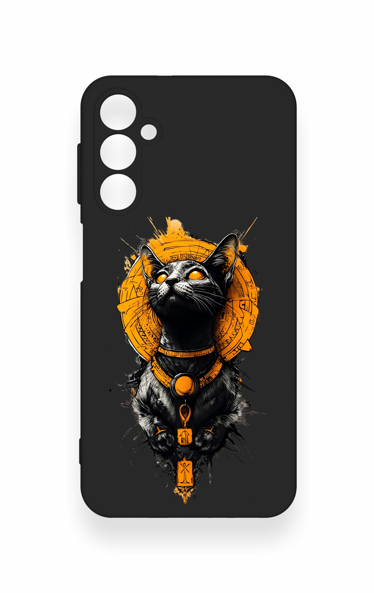 Samsung A24 Uyumlu Mısırlı Kedi Tanrısı Desenli Silikon Kılıf
