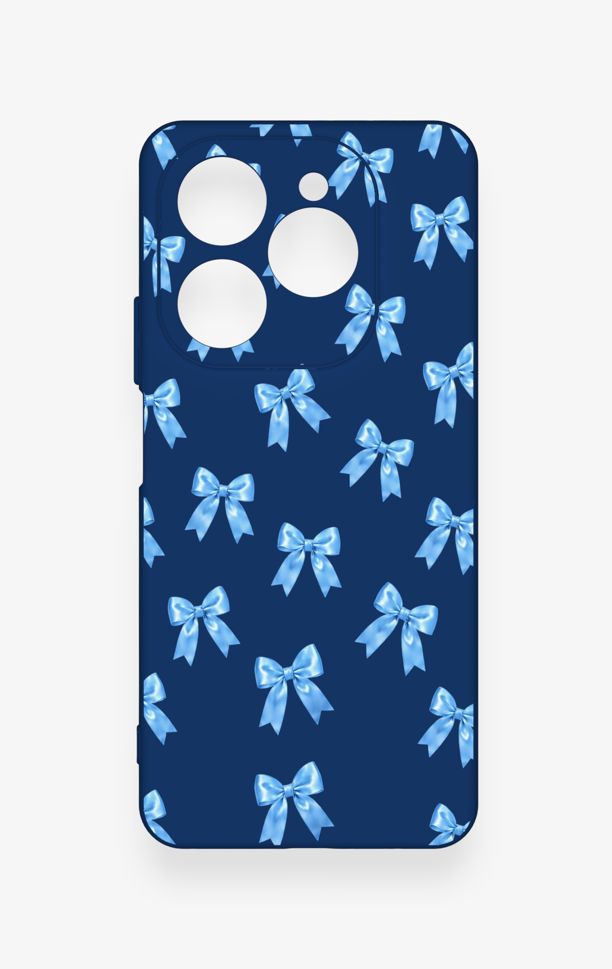 Tecno Spark 20 Pro Uyumlu Mavi Fiyonk Kurdele Desenli Silikon Kılıf