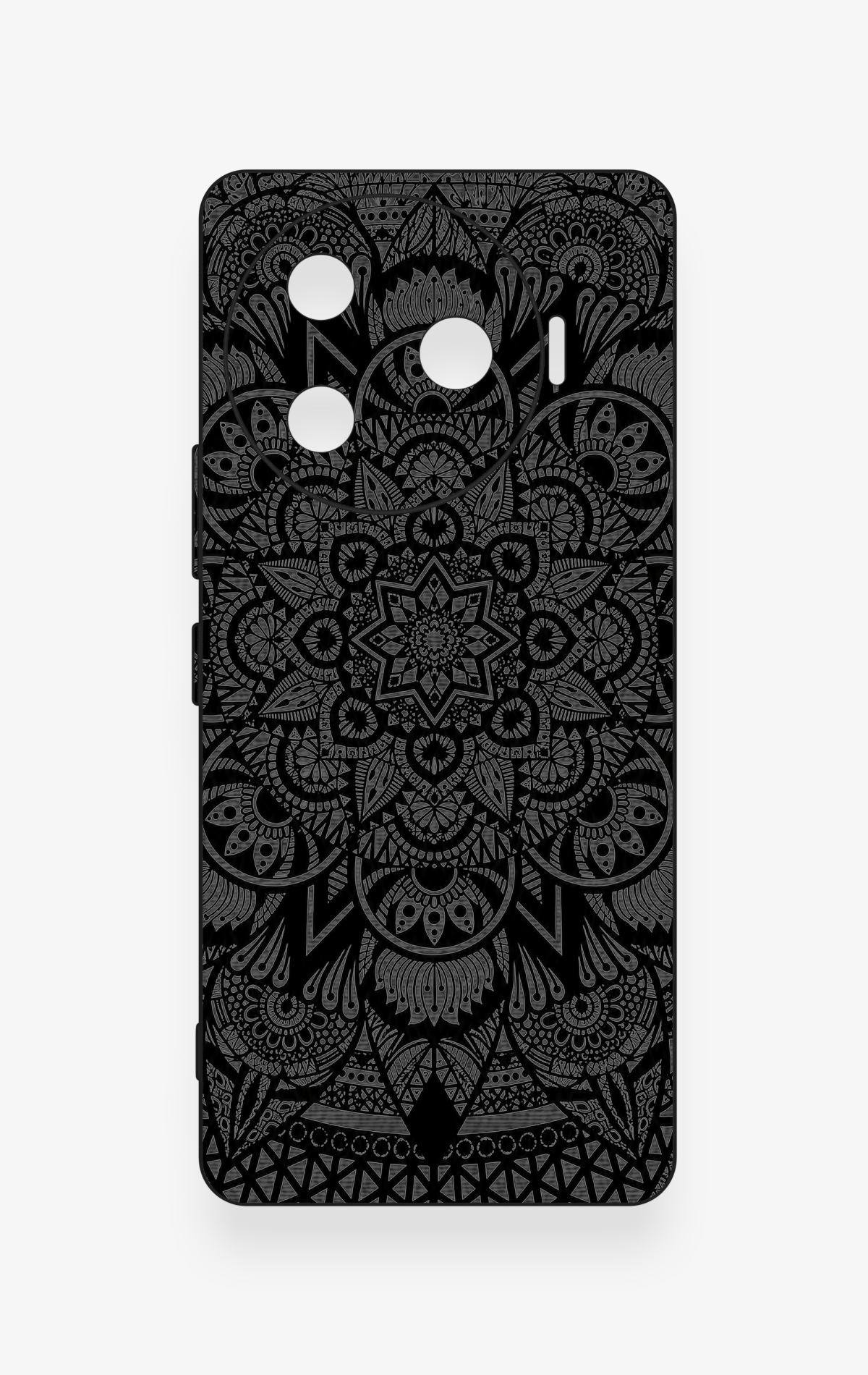 Tecno Camon 30 Pro 5G Uyumlu Siyah Beyaz Mandala Desenli Silikon Kılıf