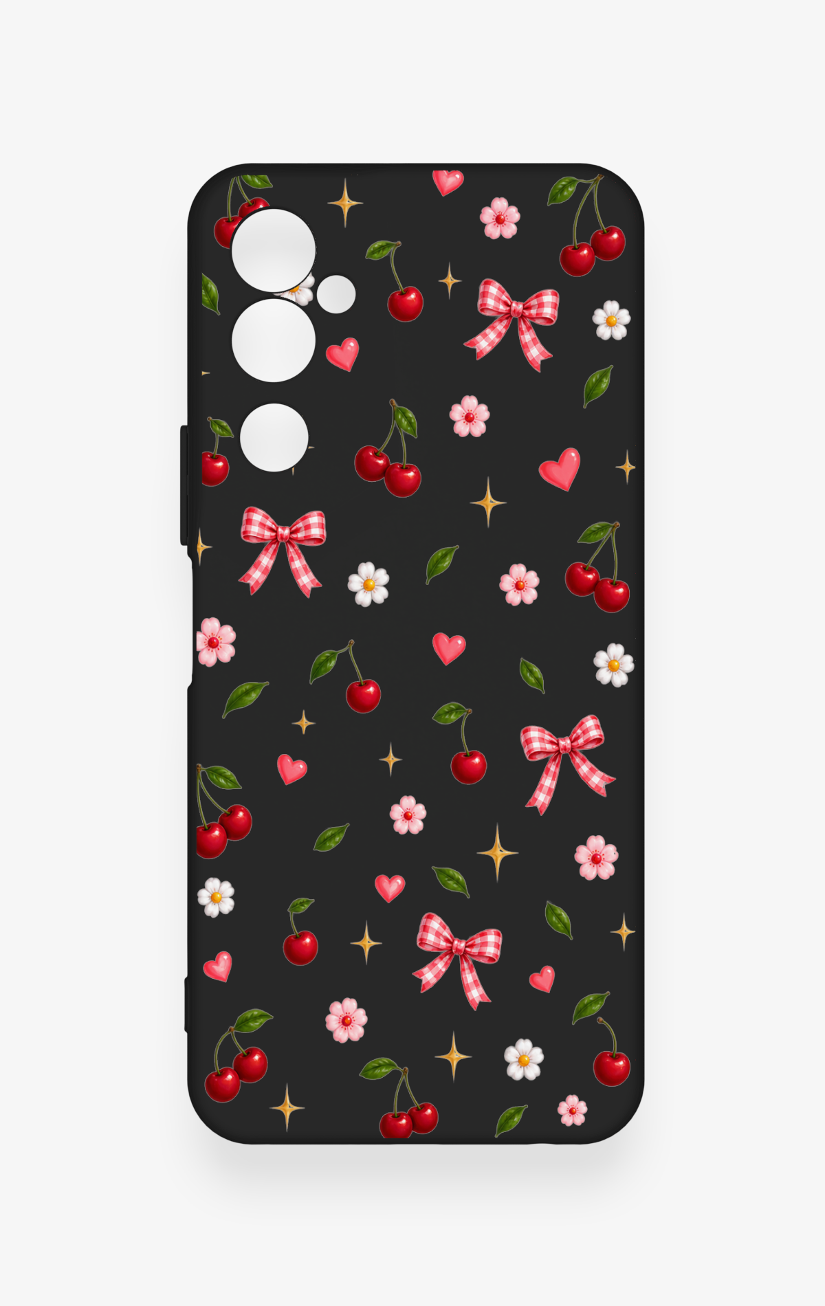 Tecno Pova Neo 2 Uyumlu Papatya Kiraz Fiyonk Desenli Silikon Kılıf