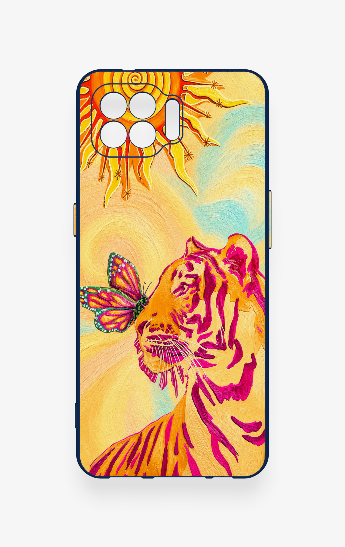 Oppo Reno 4 Lite Uyumlu Güneşin Kaplanı Desenli Silikon Kılıf