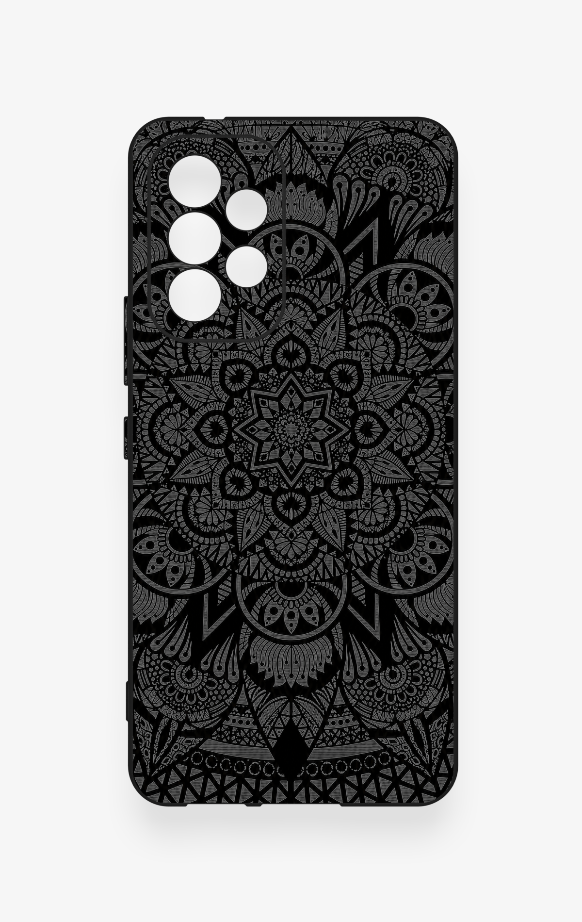 Samsung A53 Uyumlu Siyah Beyaz Mandala Desenli Silikon Kılıf