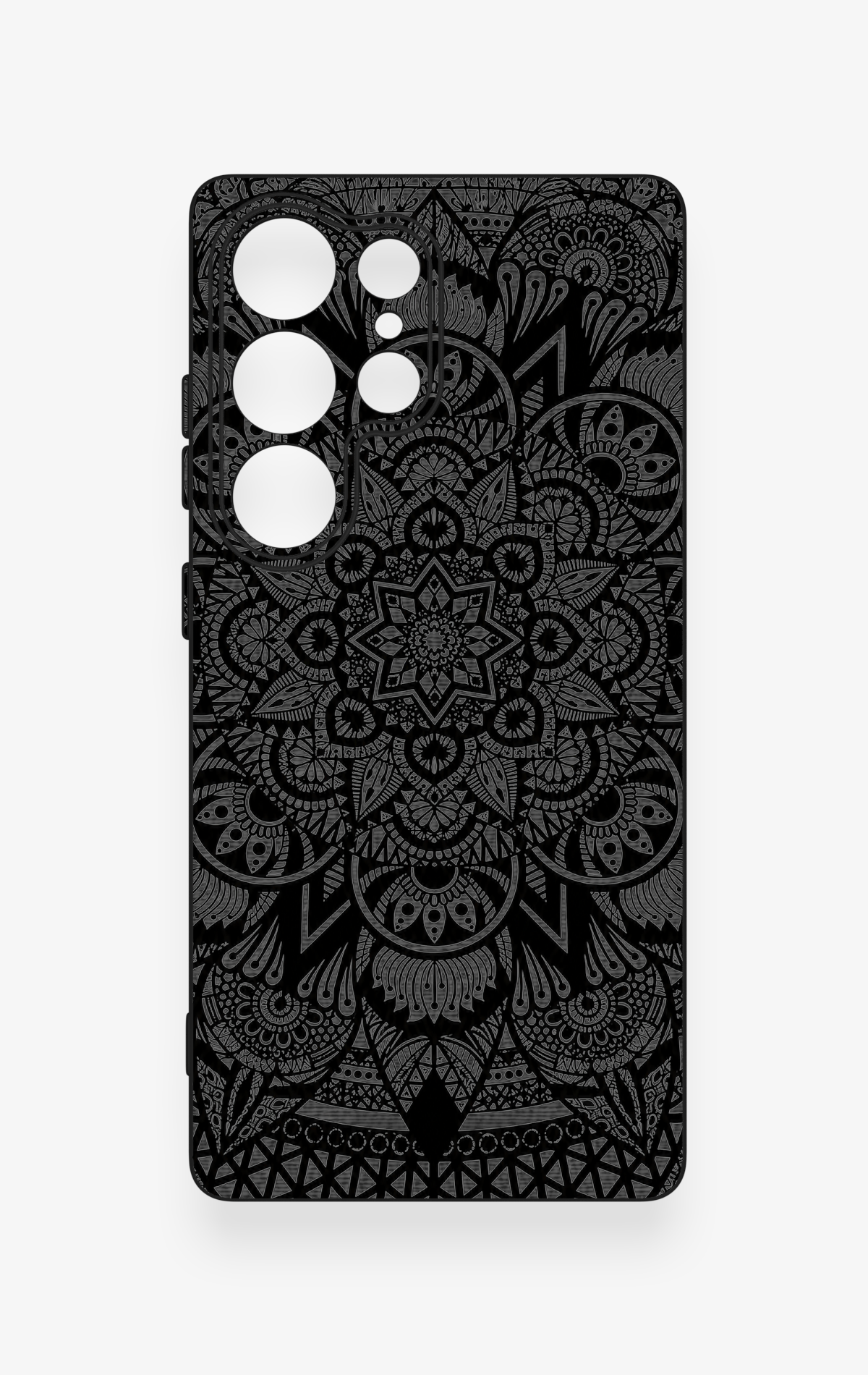Samsung S25 Ultra Uyumlu Siyah Beyaz Mandala Desenli Silikon Kılıf