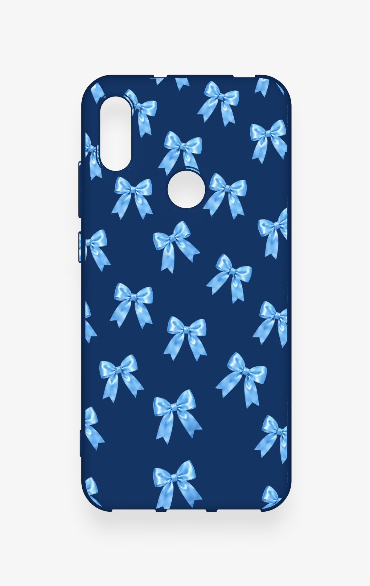 Huawei Y6 2019 Uyumlu Mavi Fiyonk Kurdele Desenli Silikon Kılıf