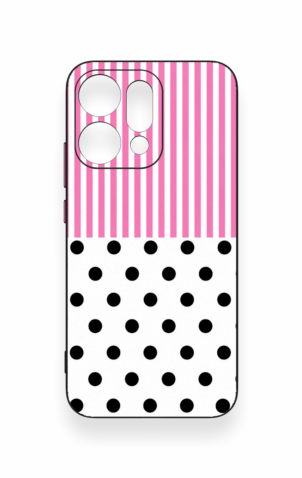 Oppo Reno 14 Uyumlu Pembe Çizgili Puantiye Desenli Silikon Kılıf
