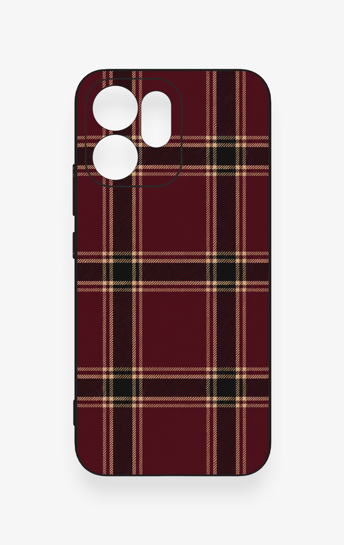 Oppo Reno 14F Uyumlu Bordo Siyah Ekose Desenli Silikon Kılıf
