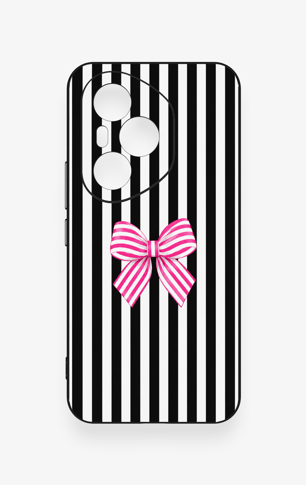 Honor 400 Pro Uyumlu Pembe Beyaz Kurdele Desenli Silikon Kılıf