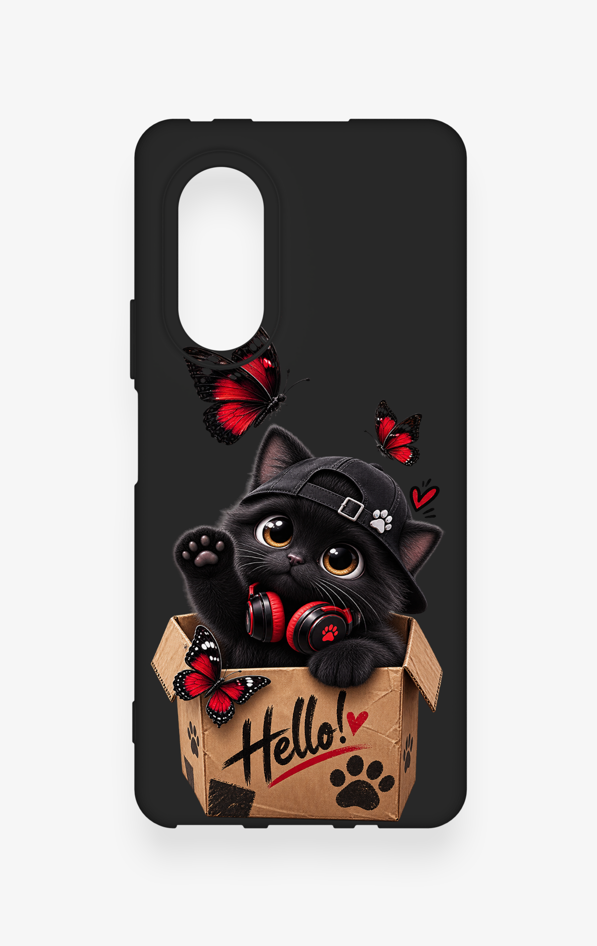 Huawei Nova 9Se Uyumlu Hello Cat Desenli Silikon Kılıf