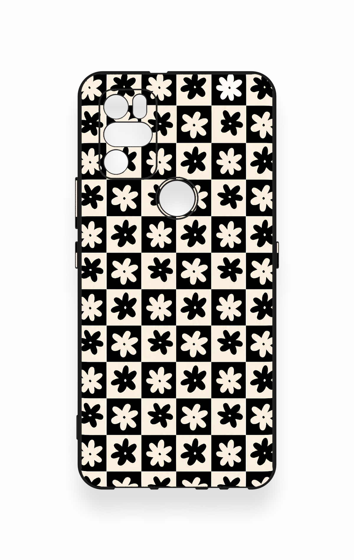Omix X300 Uyumlu Çiçek Motifli Dama Desenli Silikon Kılıf