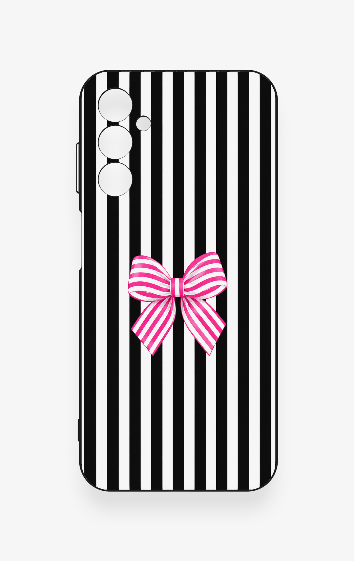 Samsung M14 Uyumlu Pembe Beyaz Kurdele Desenli Silikon Kılıf