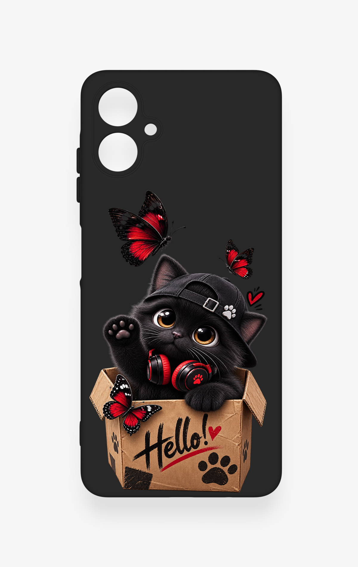 Samsung A06 Uyumlu Hello Cat Desenli Silikon Kılıf