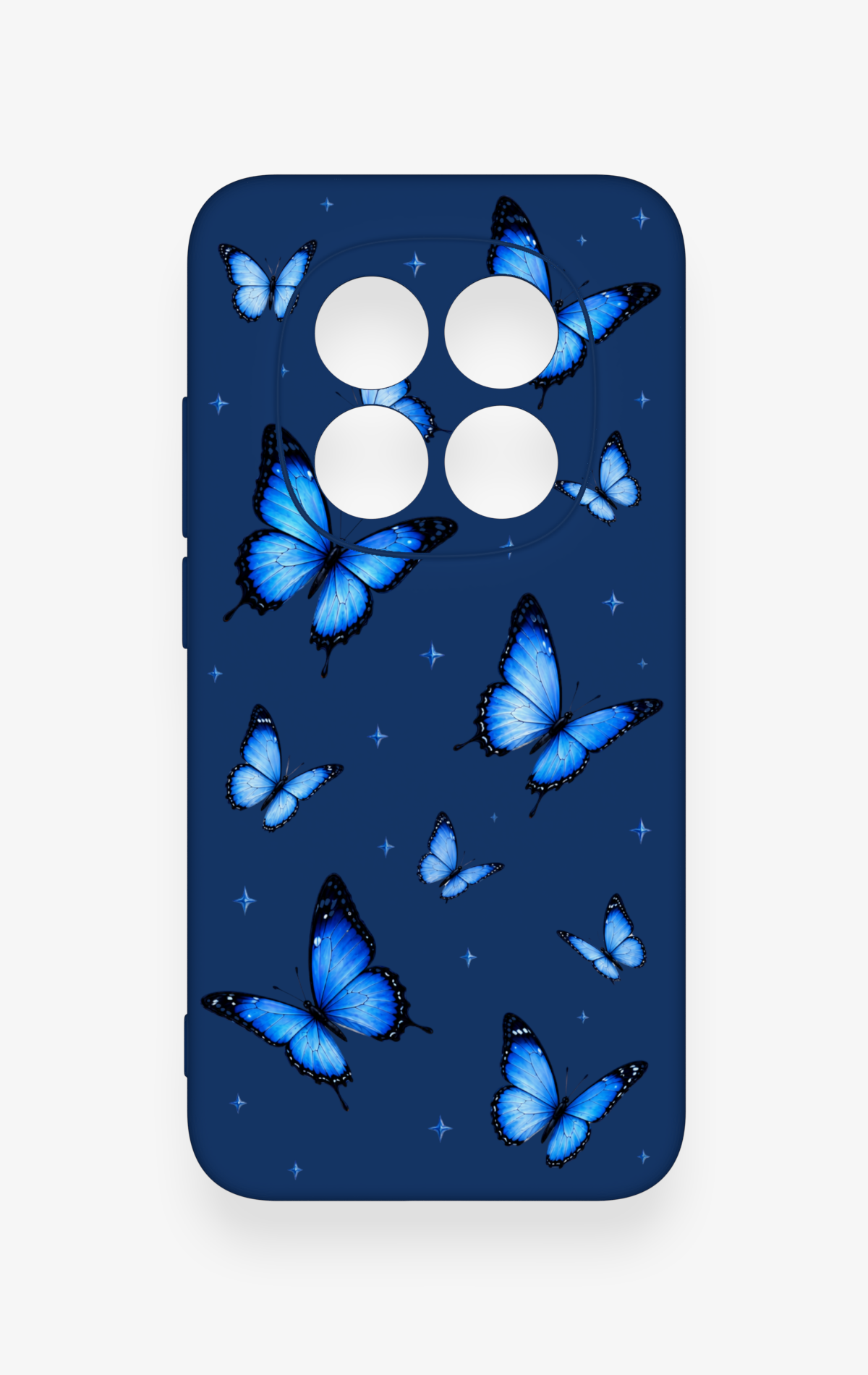 Redmi Note 15 Pro 5G Uyumlu Parlak Mavi Kelebek Desenli Silikon Kılıf