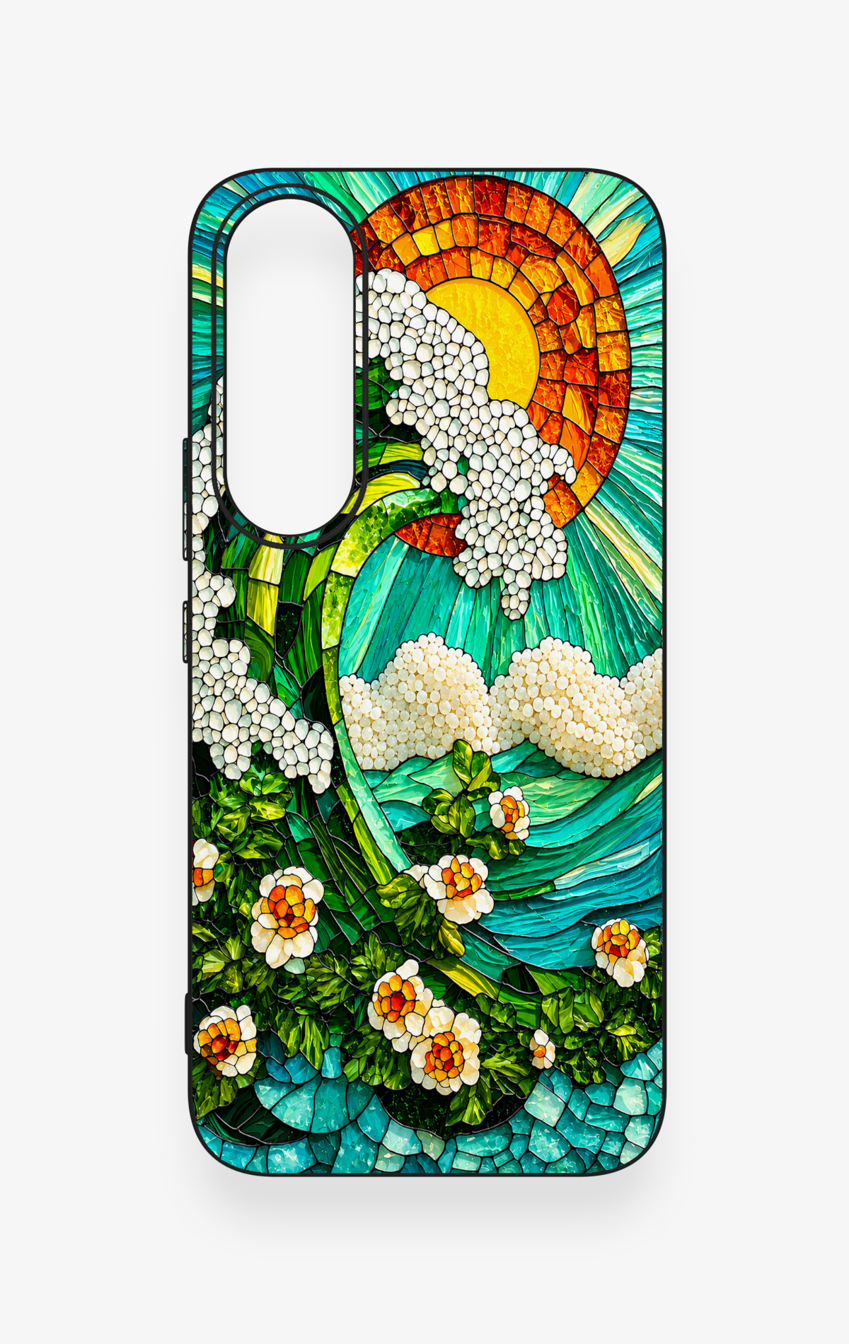 Vivo V70 FE 5G Uyumlu Mozaik Okyanus Dalgası Desenli Silikon Kılıf