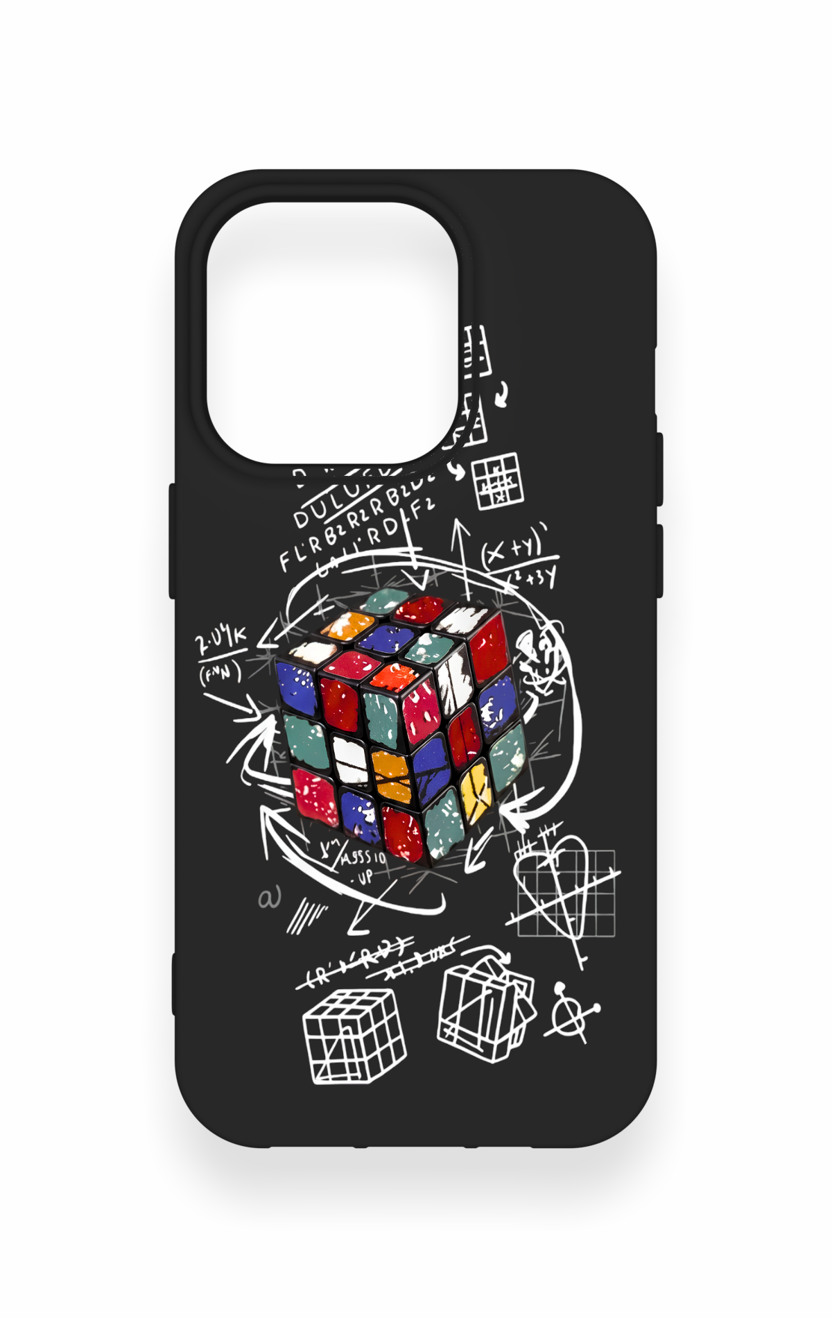 iPhone 14 Pro Uyumlu Rubik Küb Desenli Silikon Kılıf