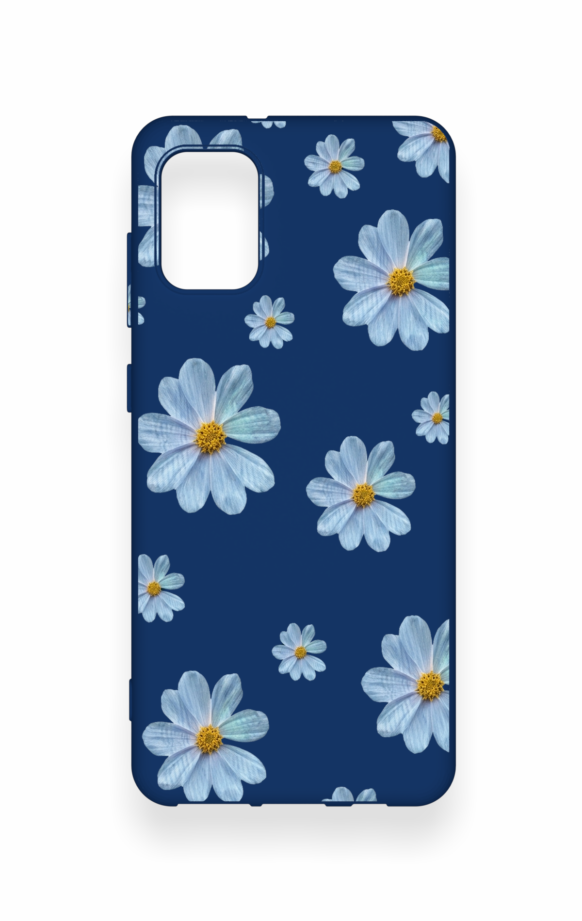 Samsung A31 Uyumlu Mavi Papatya Desenli Silikon Kılıf