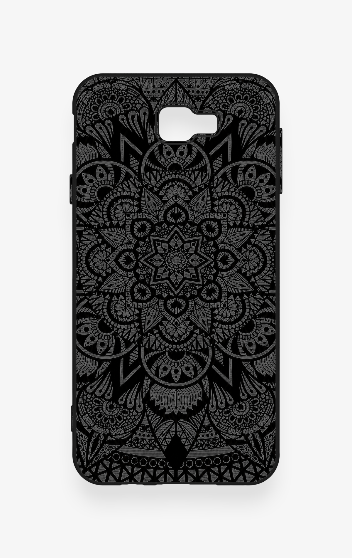 Samsung J7 Prime Uyumlu Siyah Beyaz Mandala Desenli Silikon Kılıf