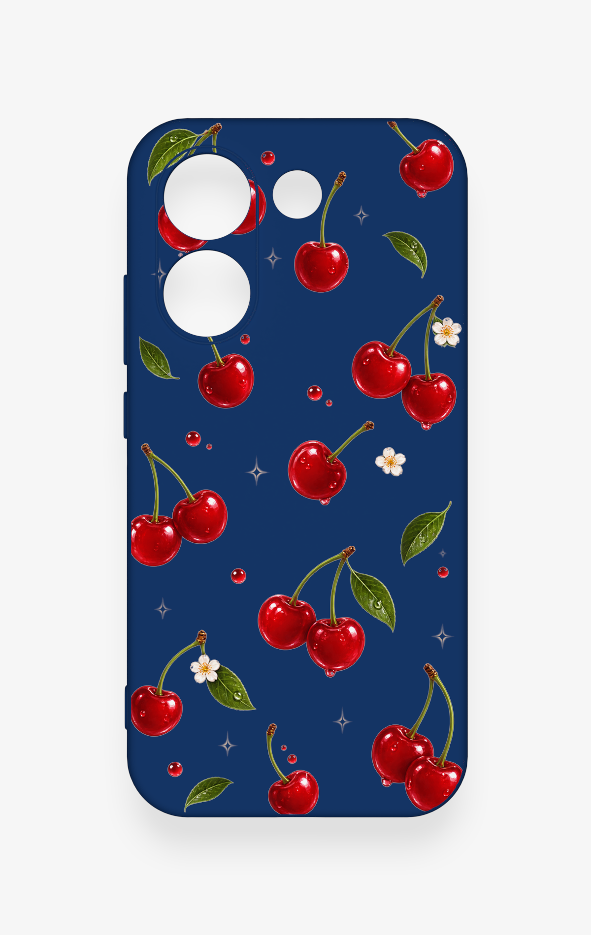 Poco X8 Pro Uyumlu Kiraz Papatya Desenli Silikon Kılıf