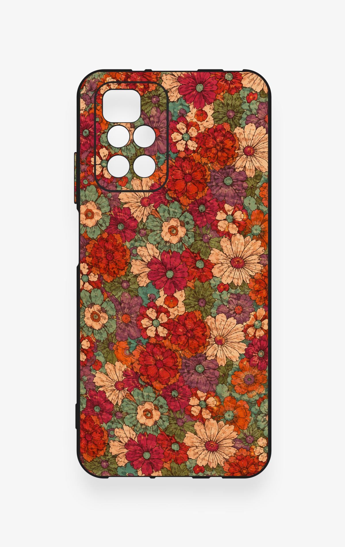 Redmi 10 2022 Uyumlu Pastel Çiçek Bahçesi Desenli Silikon Kılıf