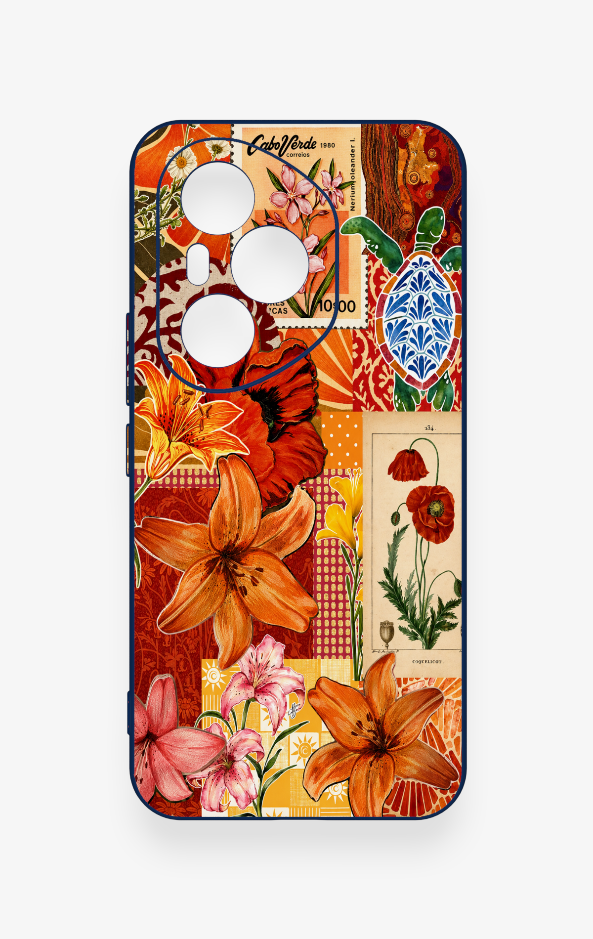 Honor 400 Pro Uyumlu Turuncu Zambak Desenli Silikon Kılıf