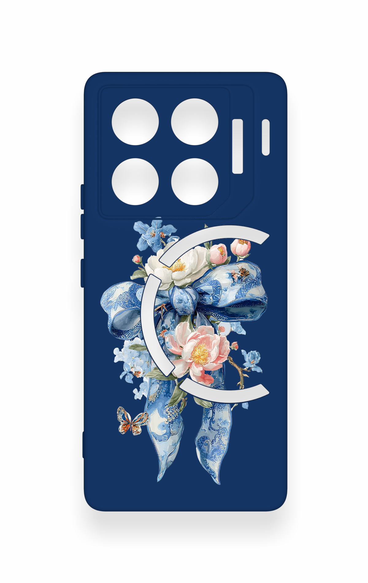 İnfinix Gt 20 Pro Uyumlu Mavi Kurdeleli Çiçek Desenli Silikon Kılıf