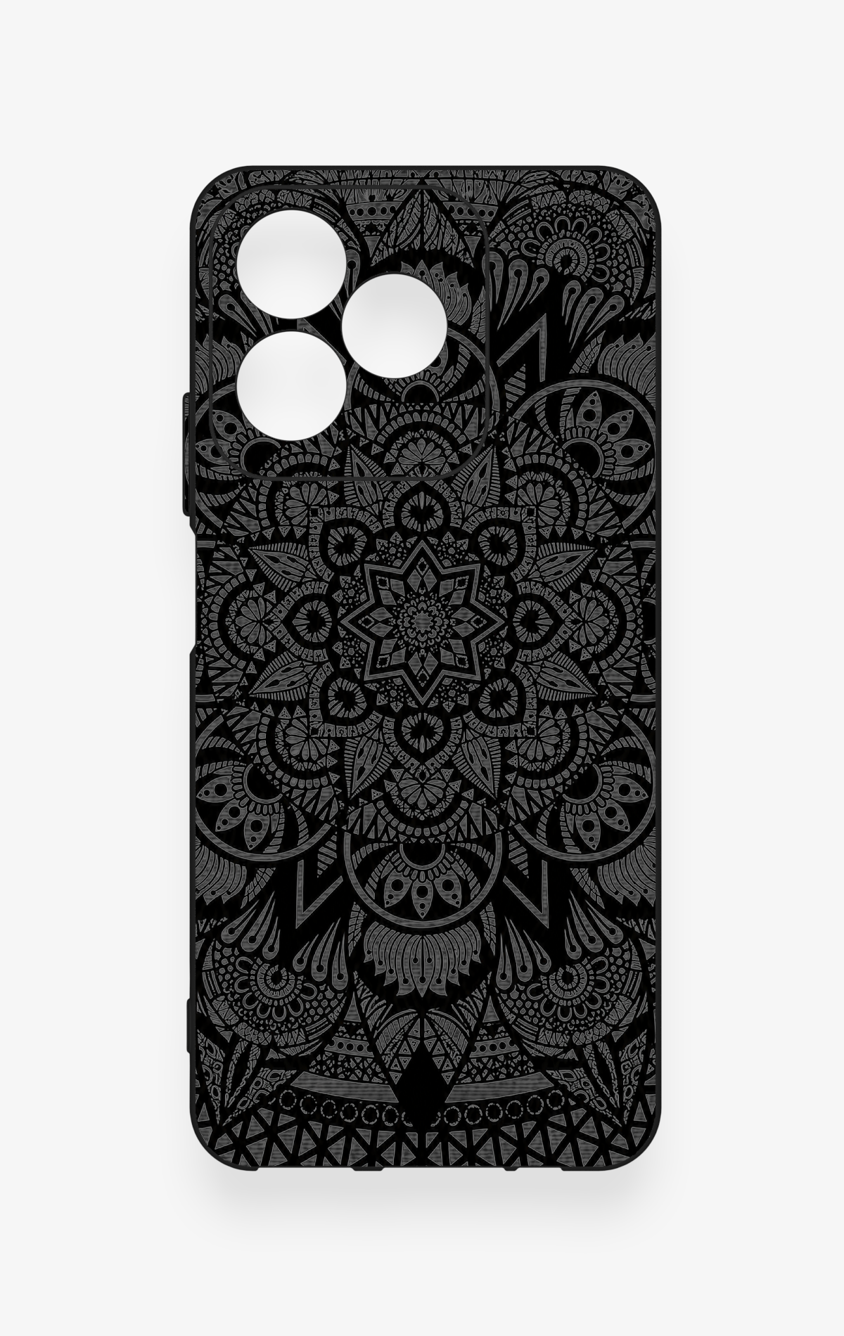 Realme C53 Uyumlu Siyah Beyaz Mandala Desenli Silikon Kılıf