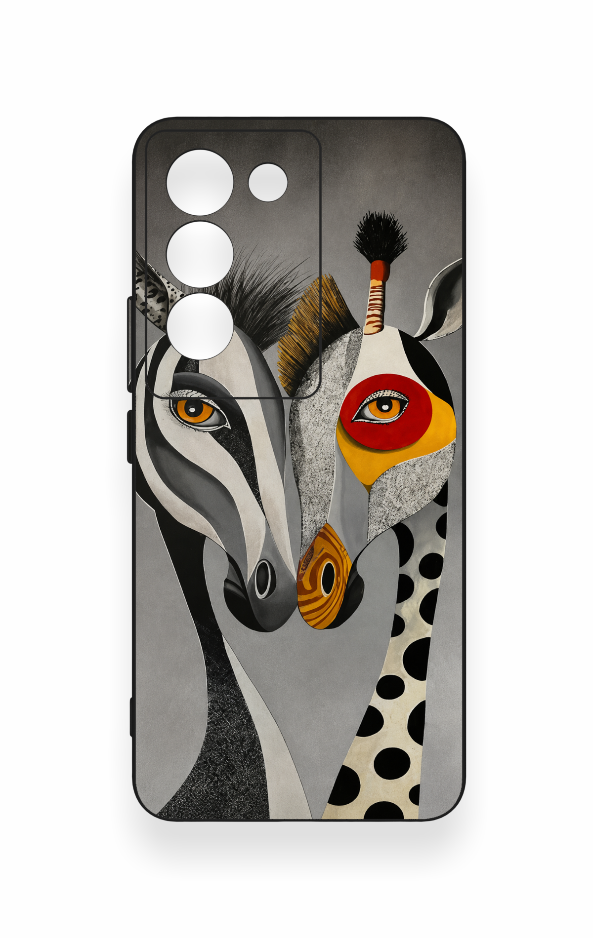 Vivo V30 Lite Uyumlu Zebra ve Zürafa Desenli Silikon Kılıf