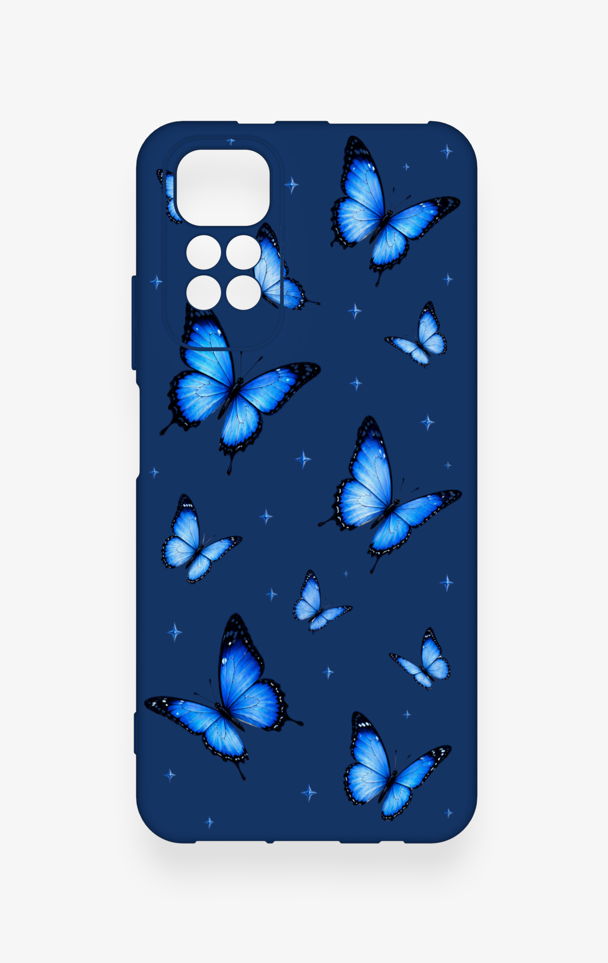 Redmi Note 11S Uyumlu Parlak Mavi Kelebek Desenli Silikon Kılıf