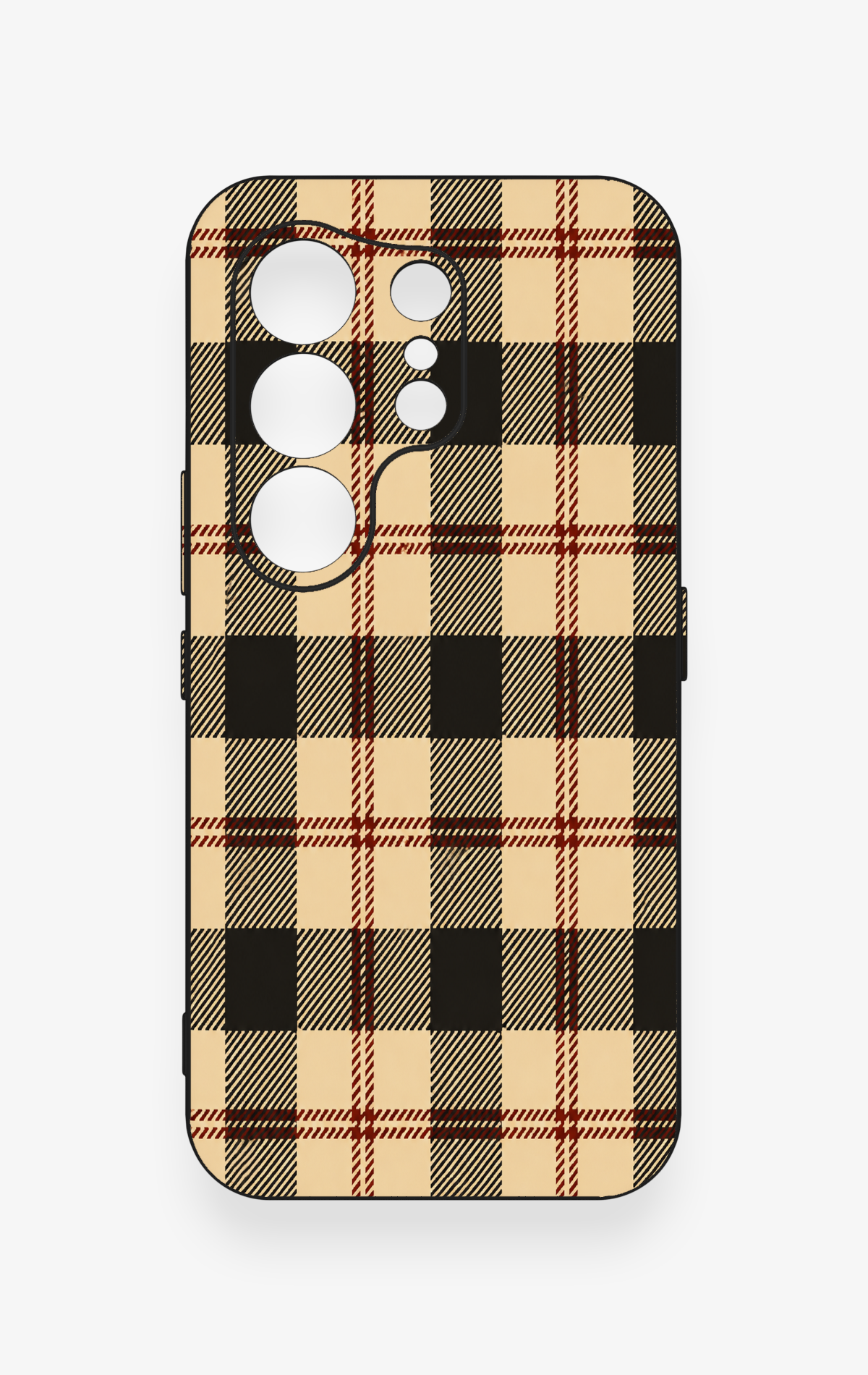 Tecno Camon 50 Uyumlu Krem Ekose Desenli Silikon Kılıf