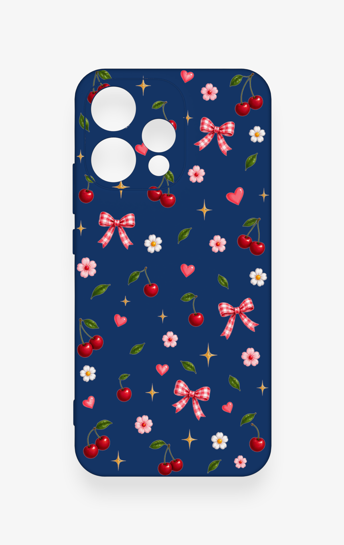 Oppo Reno 15 5G Uyumlu Çiçek Kiraz Fiyonk Desenli Silikon Kılıf