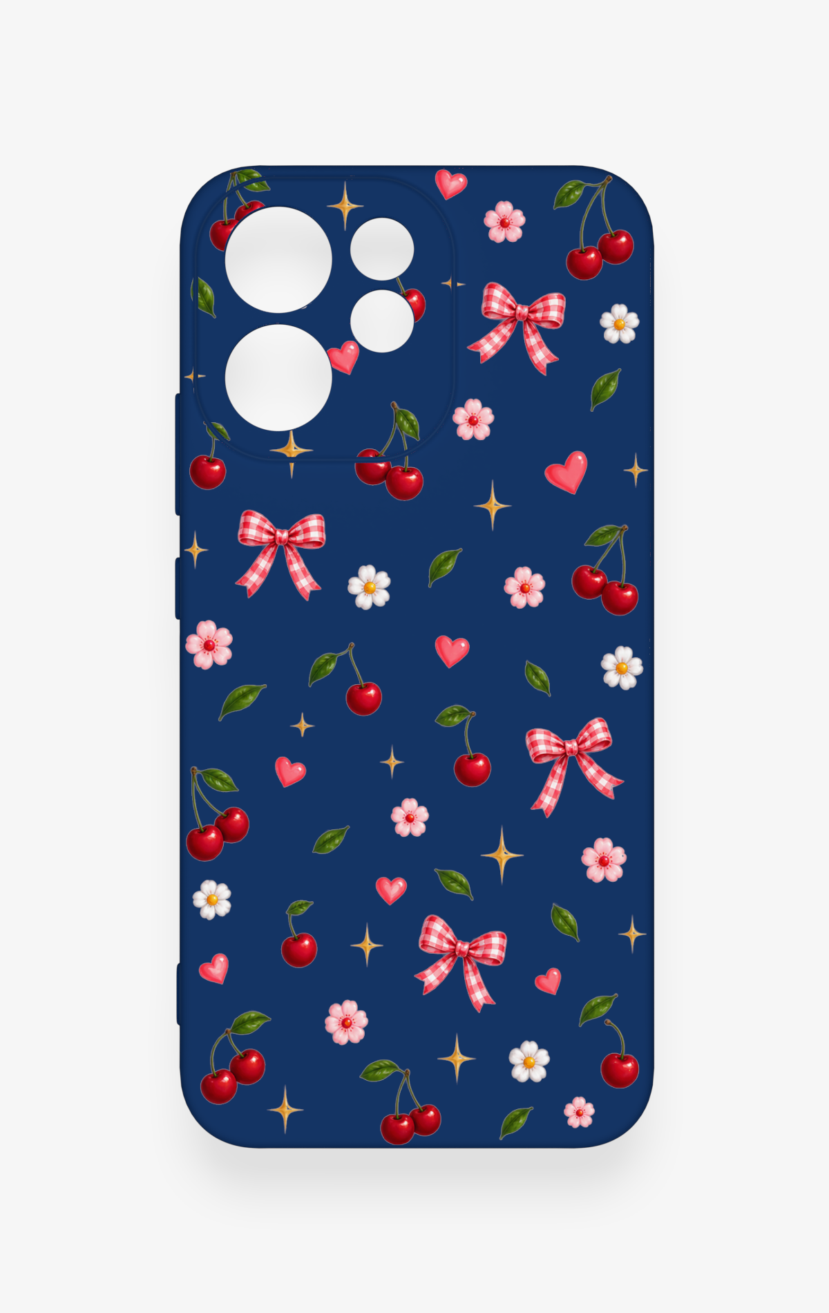 Oppo Reno 15F Uyumlu Çiçek Kiraz Fiyonk Desenli Silikon Kılıf