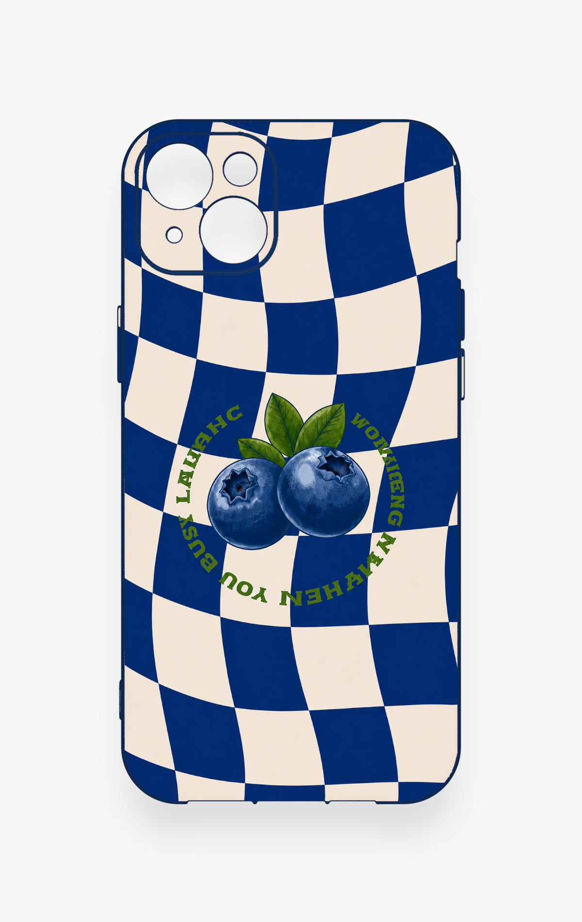 iPhone 14 Plus/15 Plus Uyumlu Yaban Mersini Desenli Silikon Kılıf