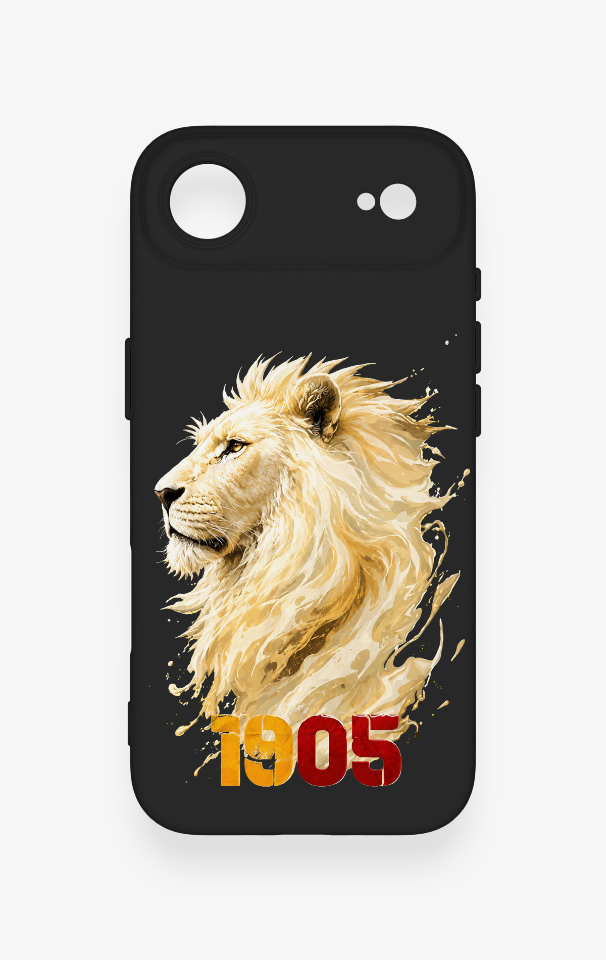 iPhone 17 Air Uyumlu Sarı Kırmızı 1905 Aslan Desenli Silikon Kılıf